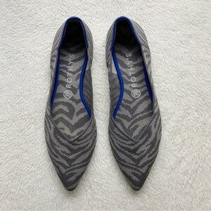 Rothy’s The Point Flats Grey Zebra Print Slip On Shoes 002-185